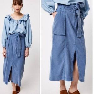 FREE PEOPLE Linen Midi Skirt